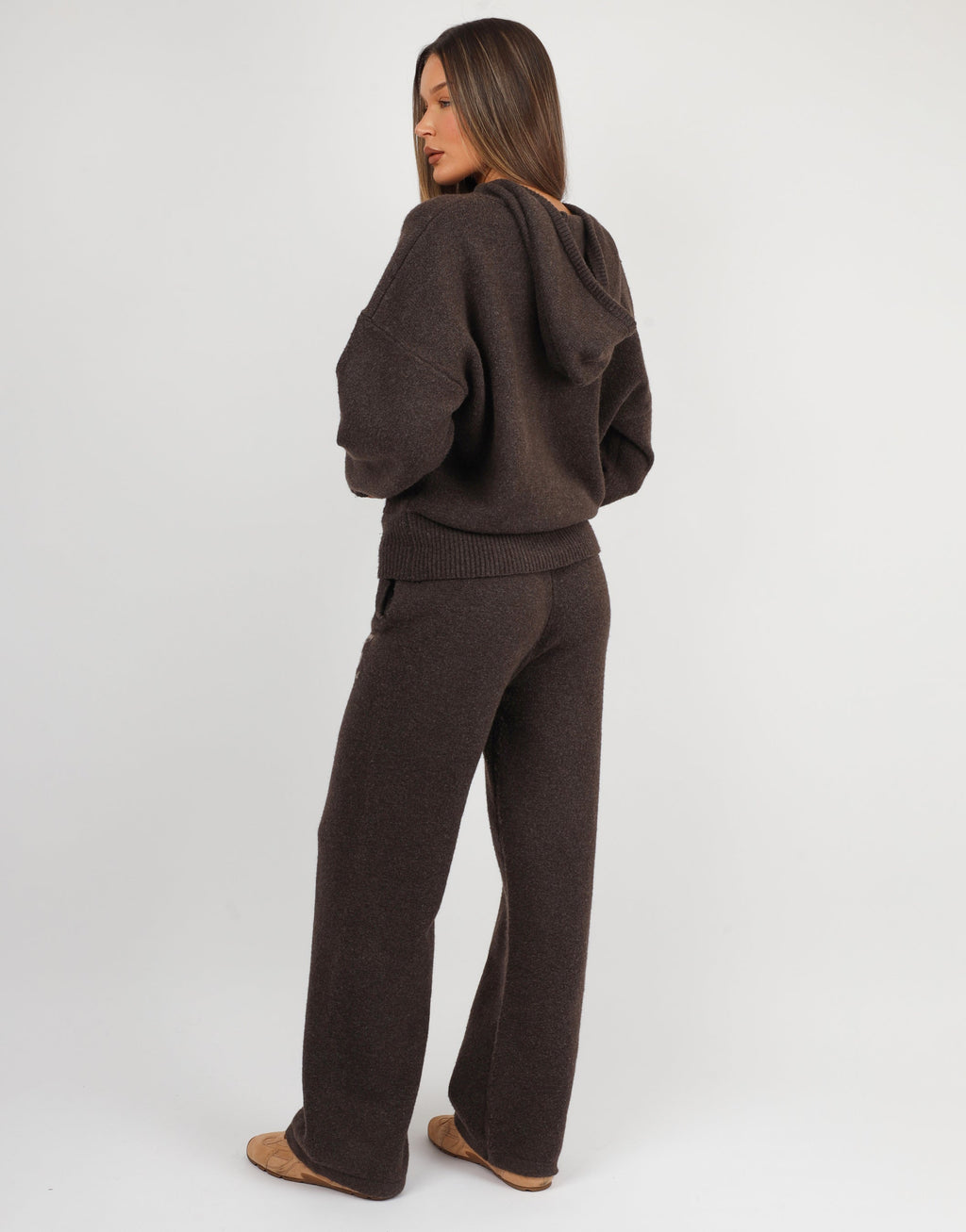 Romy Simmi studios chunky knit hoodie in teddy