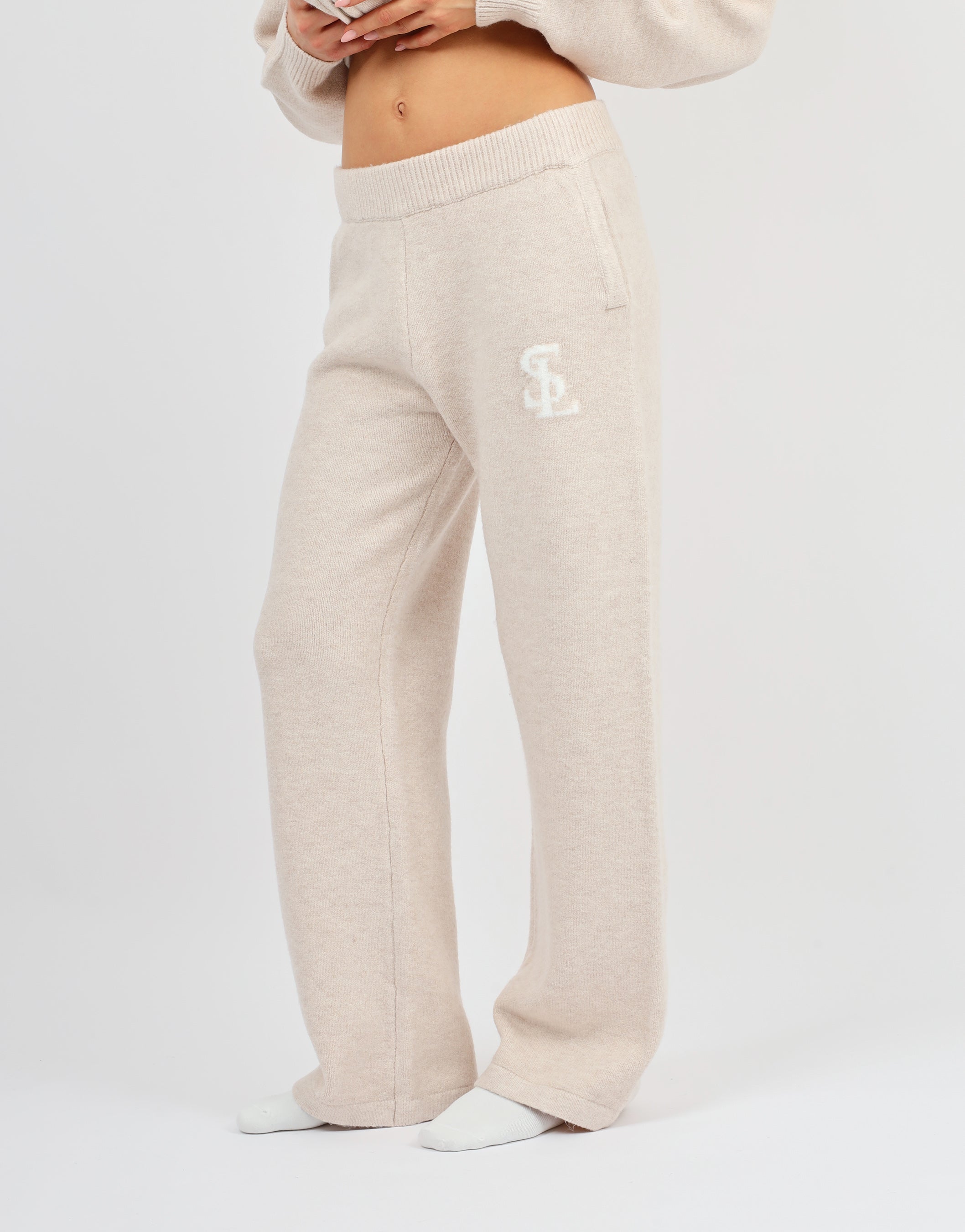 Romy Simmi Studios Chunky Knit Trousers In Cream