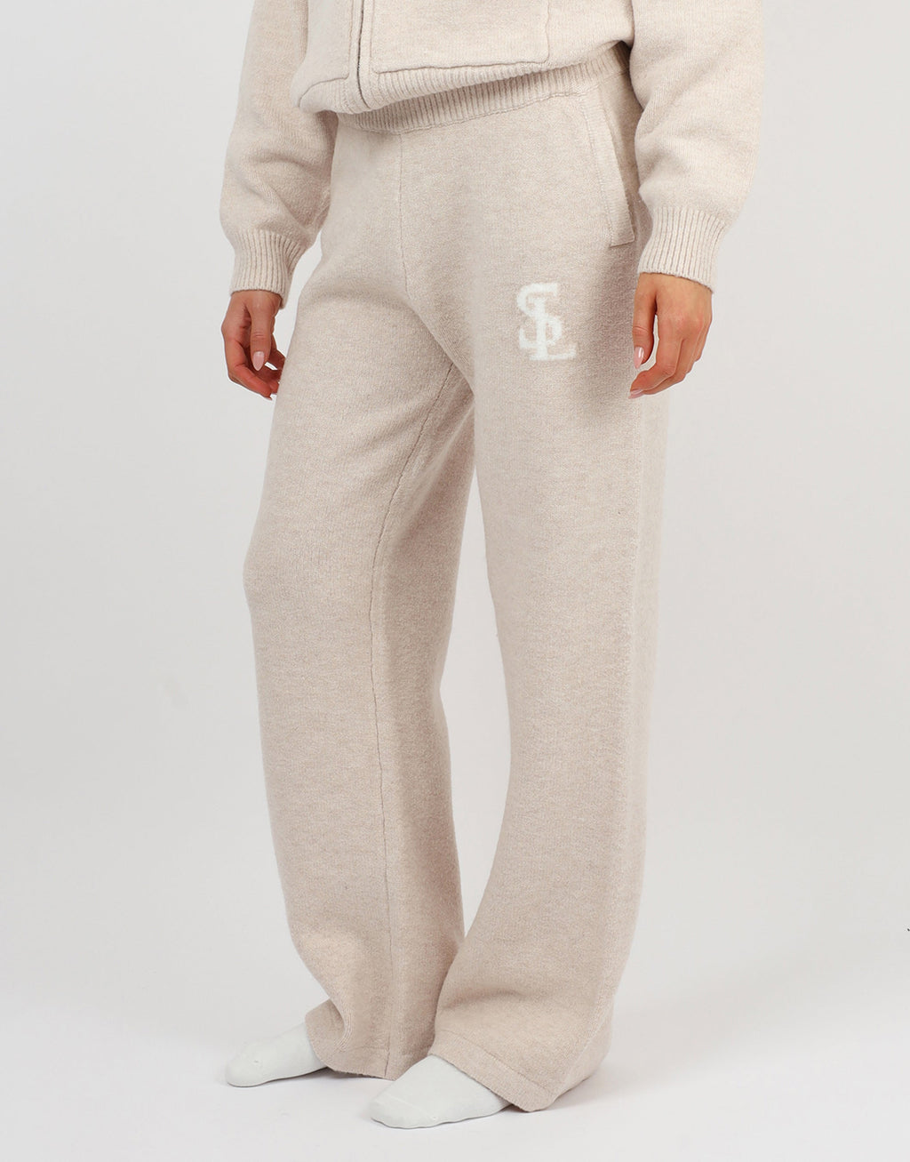 Romy Simmi Studios Chunky Knit Trousers In Cream