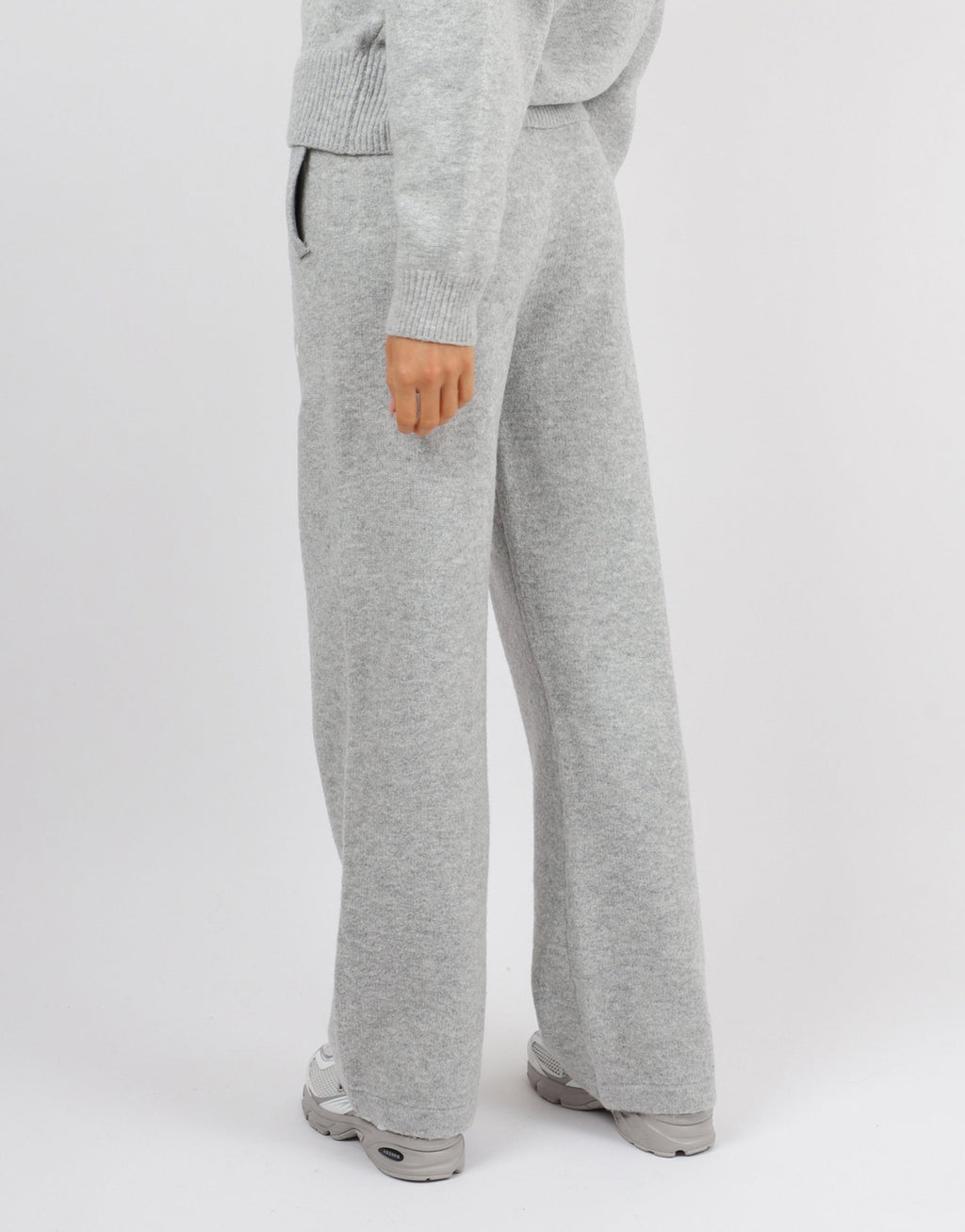 Romy Simmi Studios Chunky Knit Trousers In Light Grey