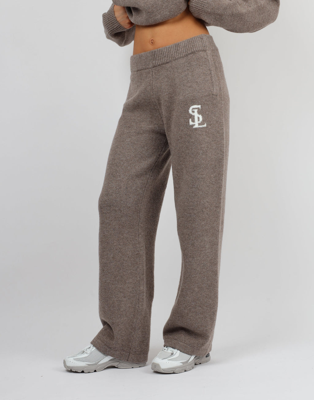 Romy Simmi Studios Chunky Knit Trousers In Mocha