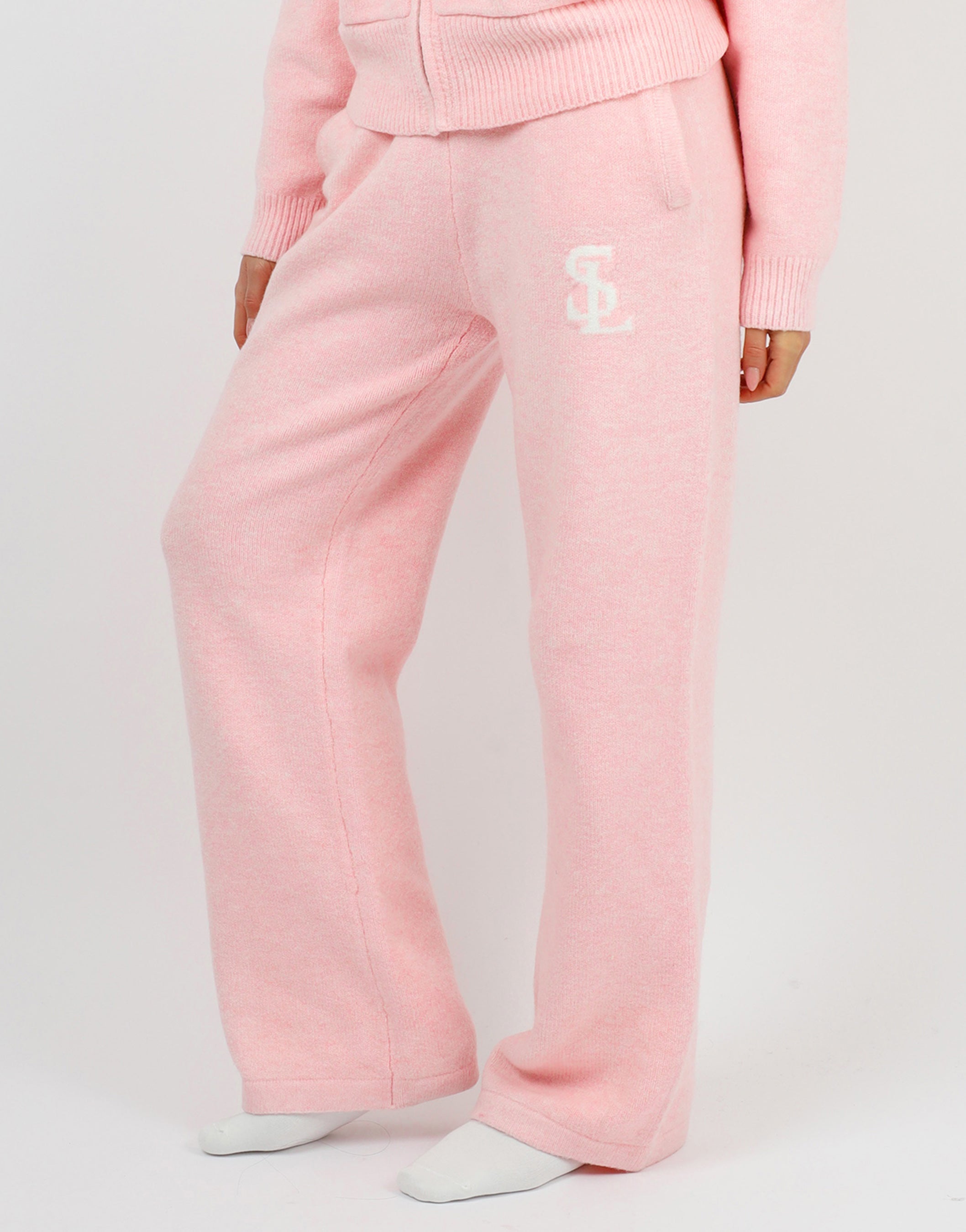 Romy Simmi Studios Chunky Knit Trousers In Pink