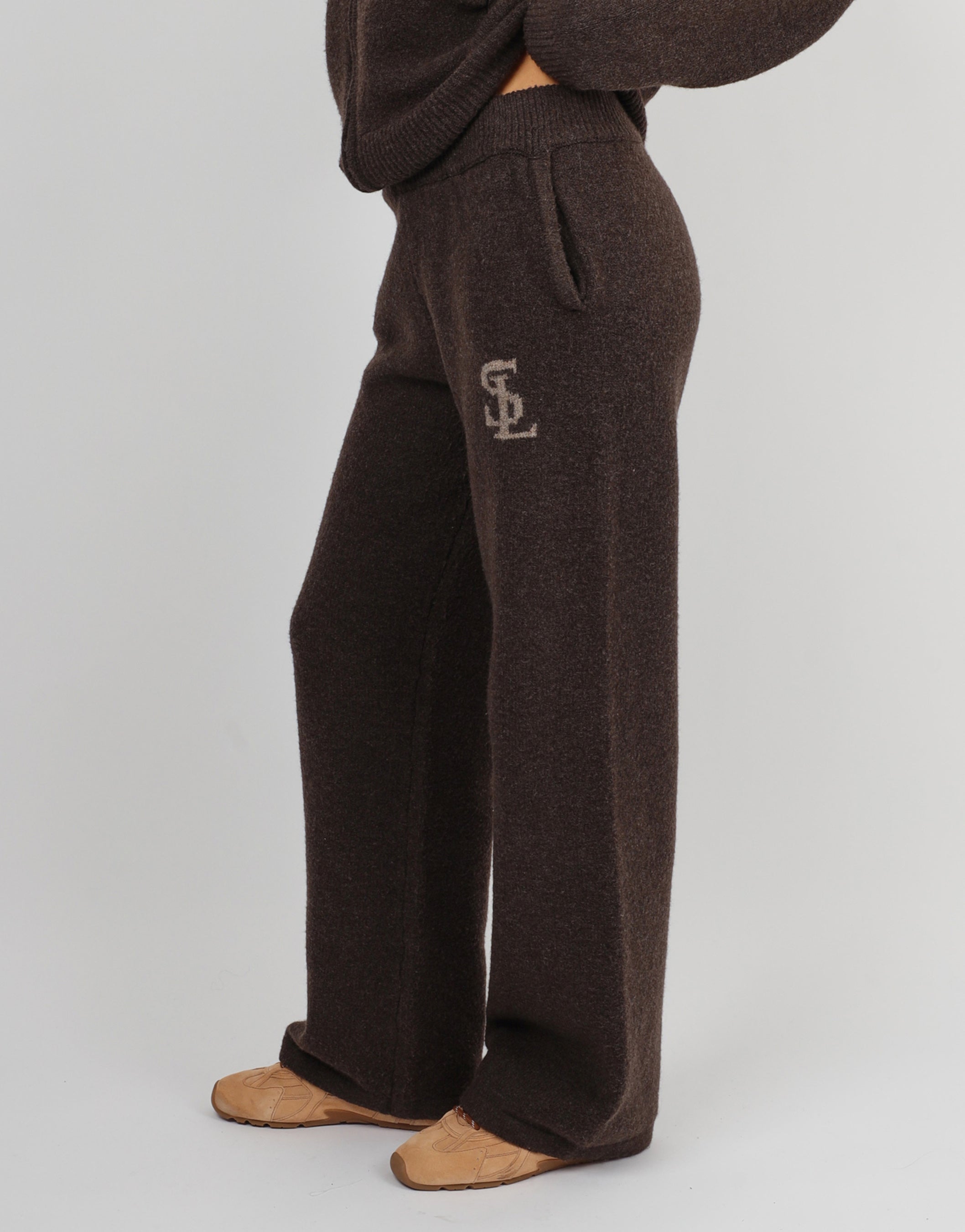 Romy Simmi Studios Chunky Knit Trousers In Teddy