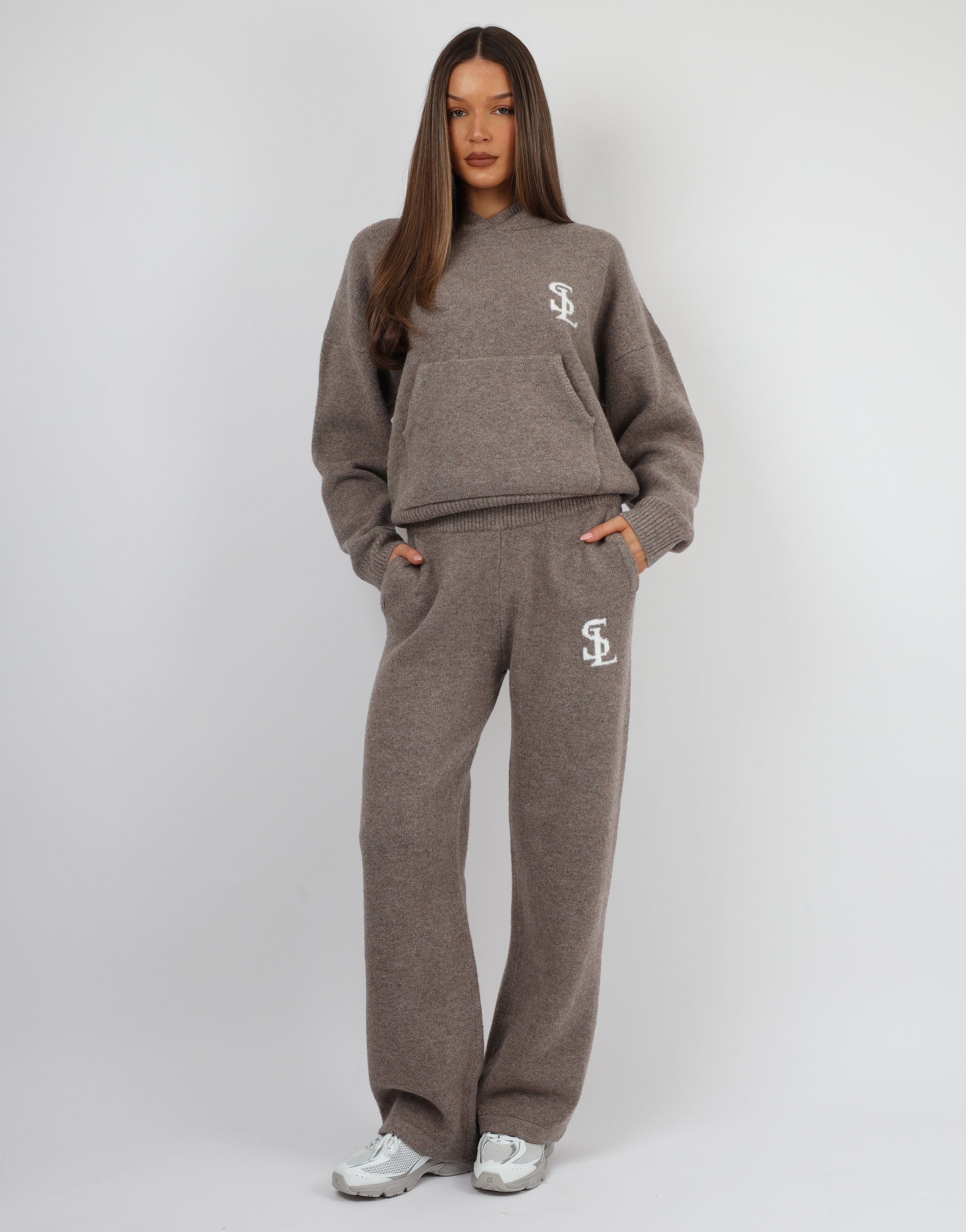Mari Simmi Studios Knitted Hoodie In Mocha