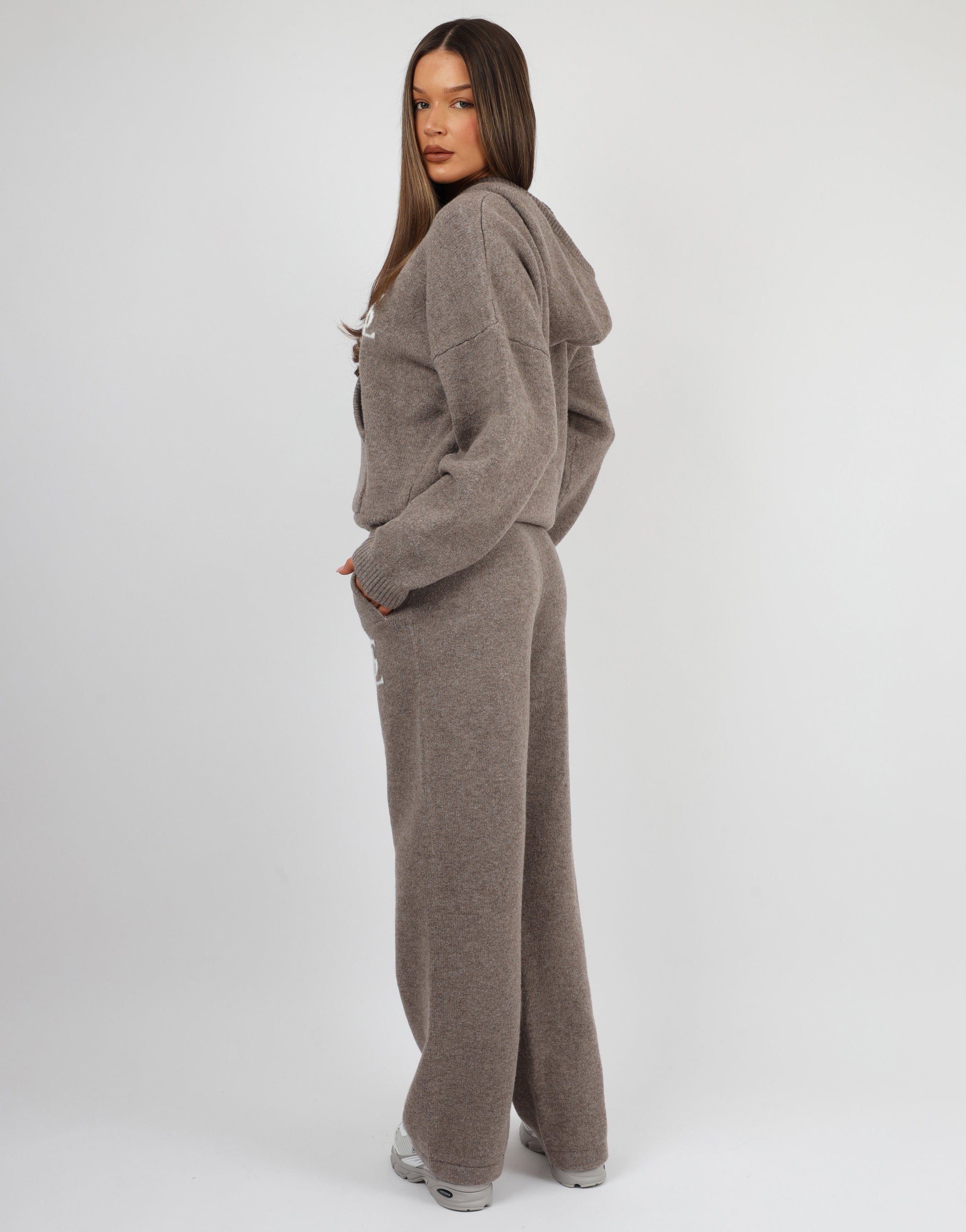 Mari Simmi Studios Knitted Hoodie In Mocha