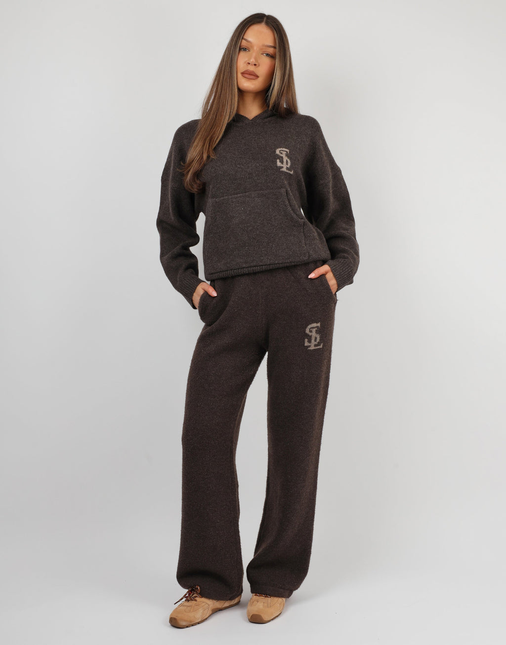 Mari Simmi Studios Knitted Hoodie In Teddy