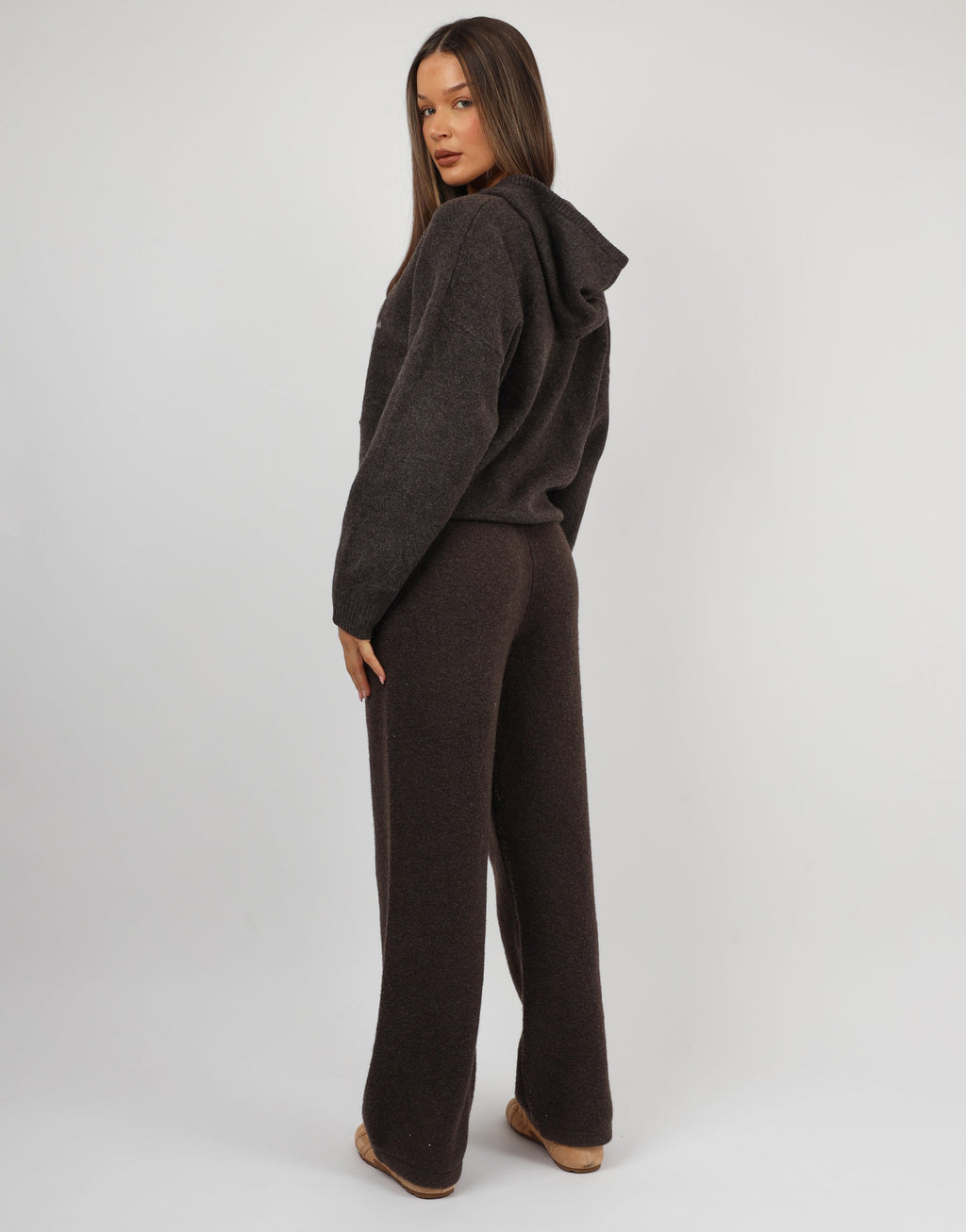 Mari Simmi Studios Knitted Hoodie In Teddy