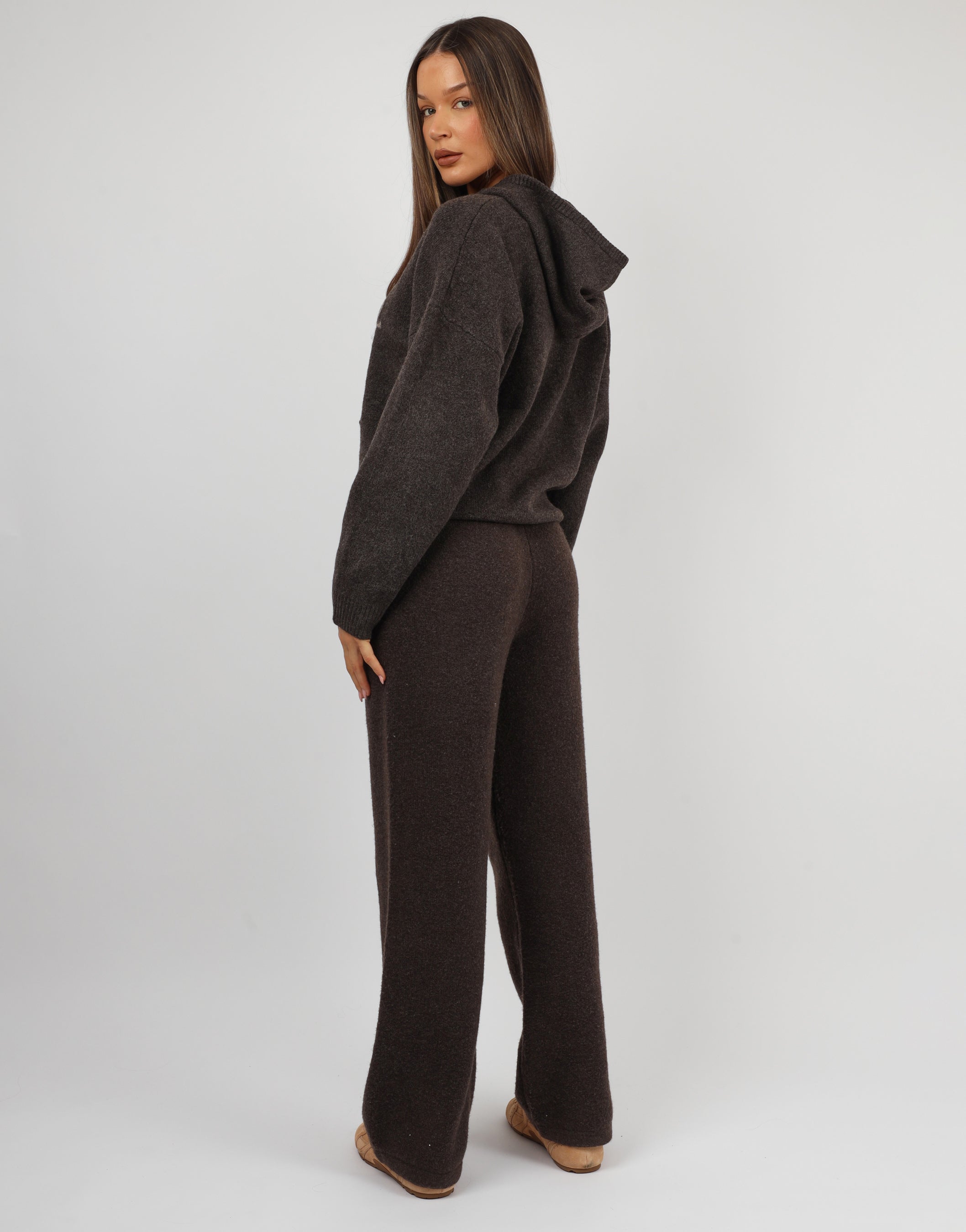 Mari Simmi Studios Knitted Hoodie In Teddy