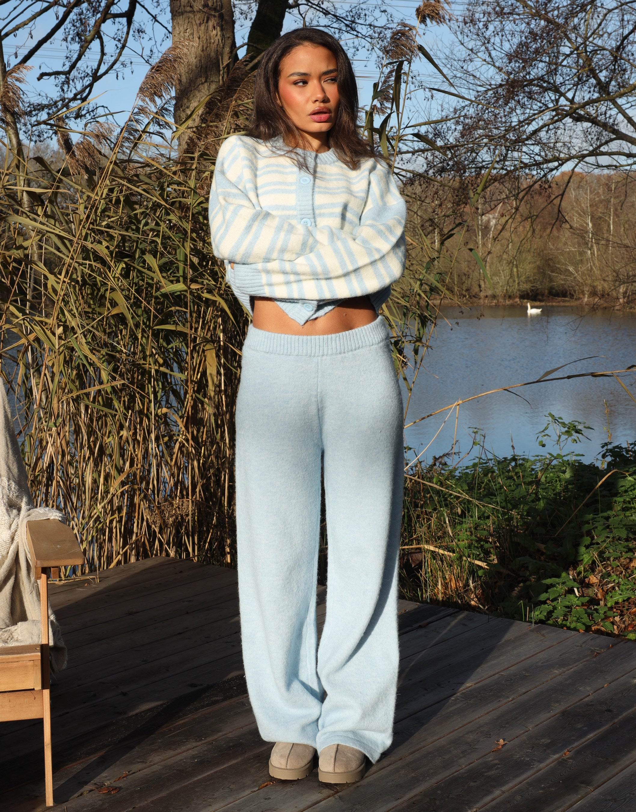 Luci Simmi Studios Knitted Trousers In Blue