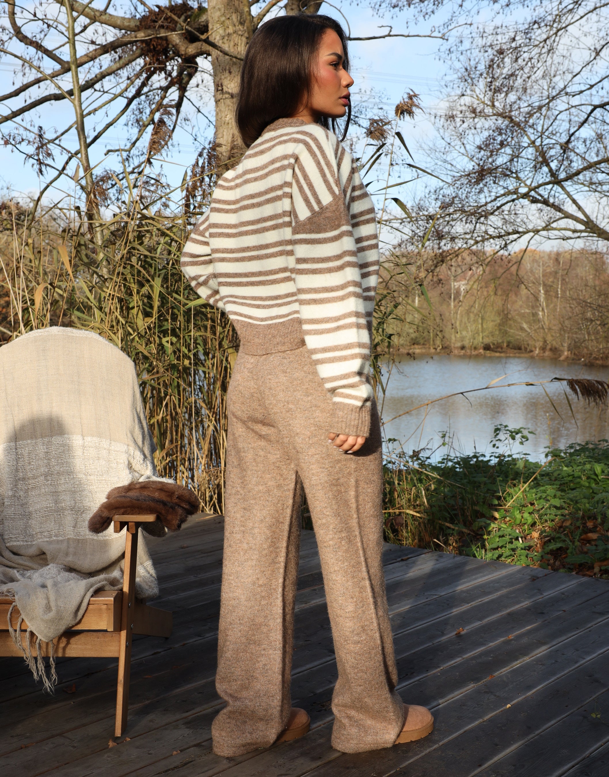 Bonnie Simmi Studios Stripe Cardigan in Brown