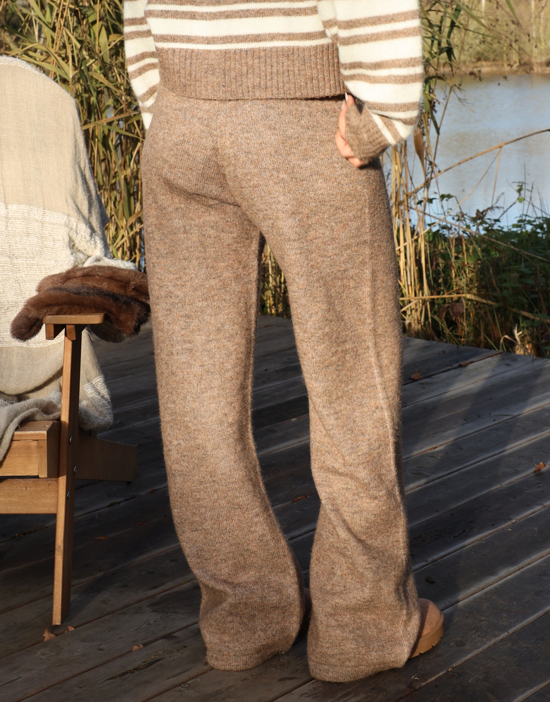 Luci Simmi Studios Knitted Trousers In Brown