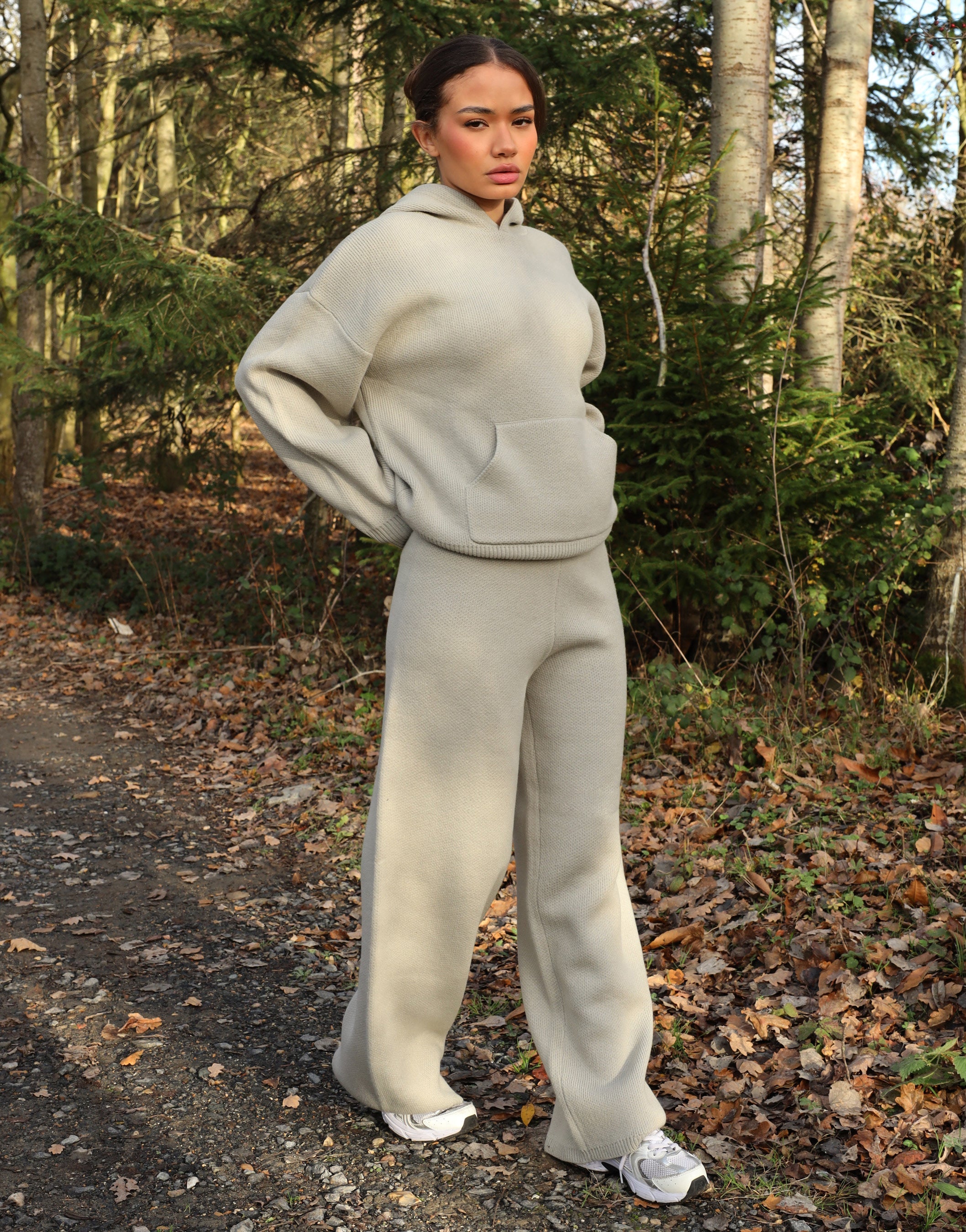 Freya Simmi Studios Heavy Knit Trousers In Light Grey
