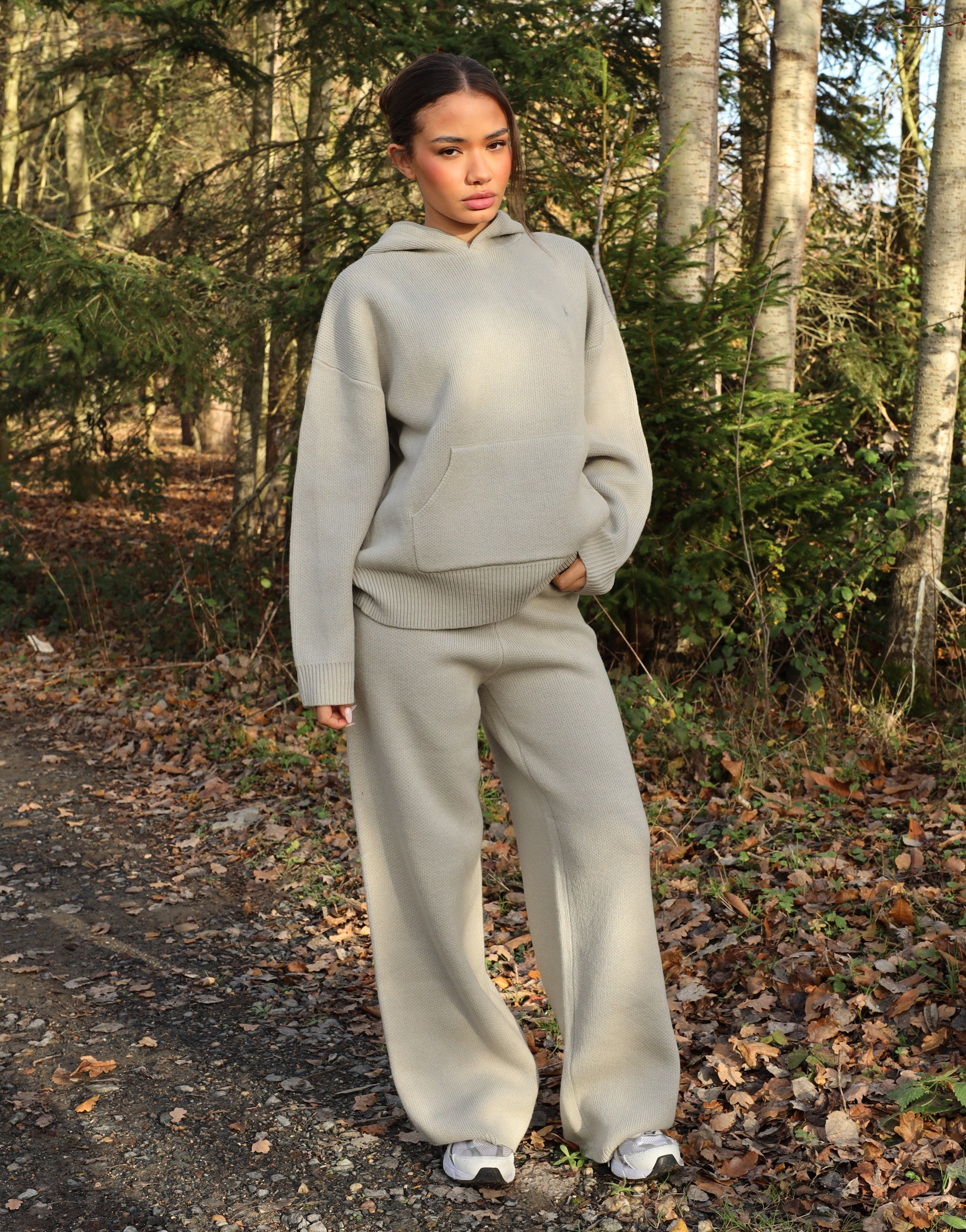 Freya Simmi Studios Heavy Knit Trousers In Light Grey