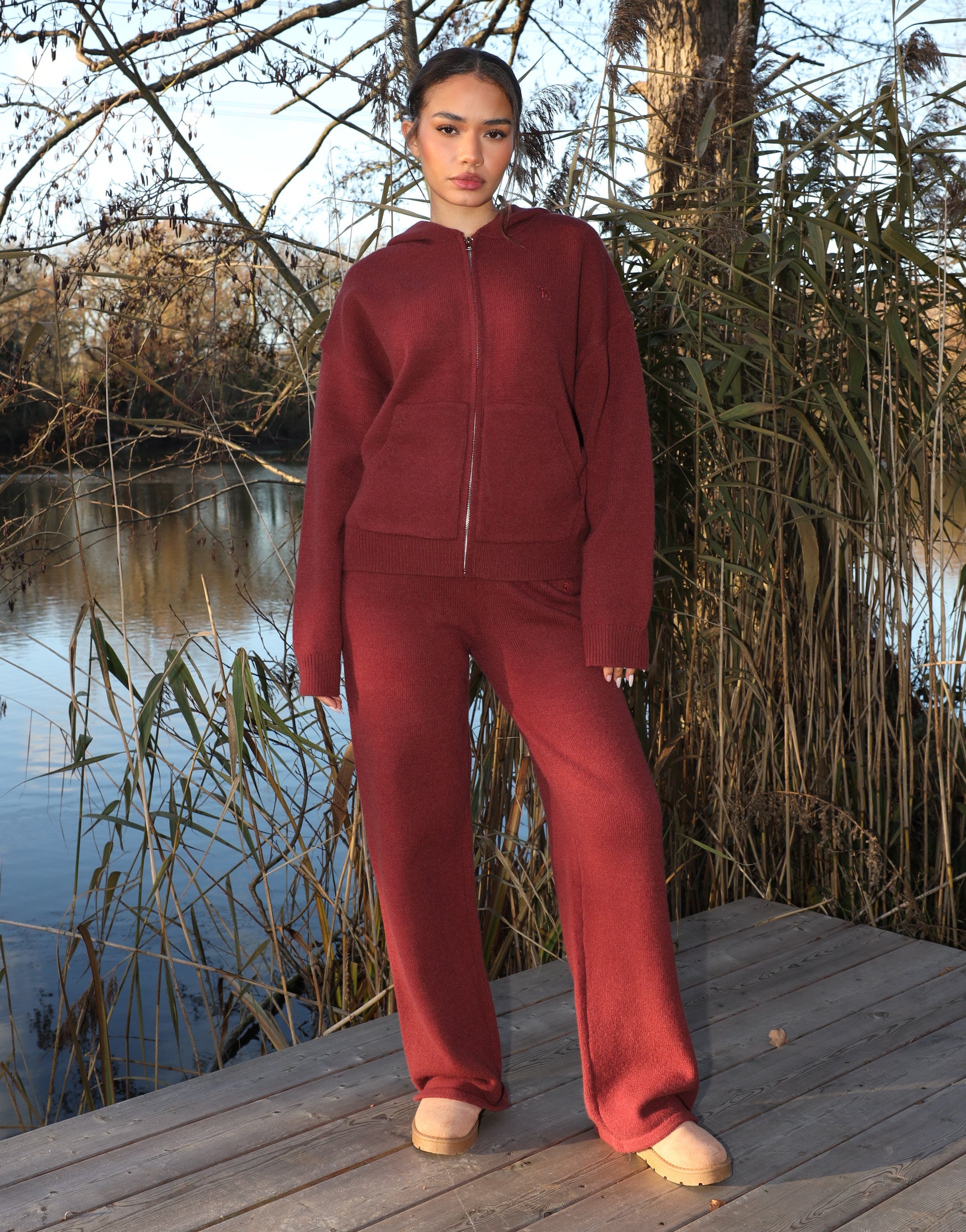 Sydney Simmi Studios Knitted Trousers In Burgundy