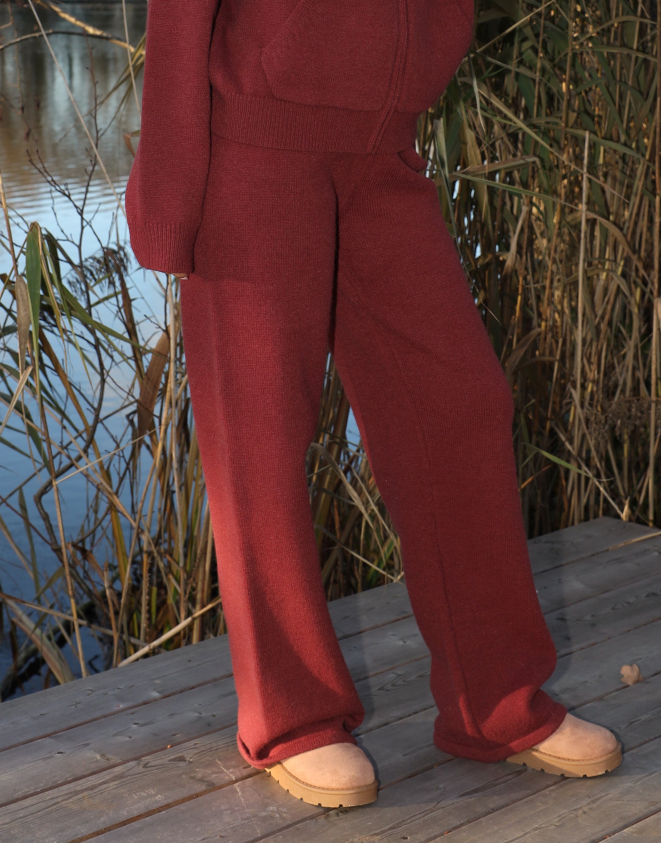 Sydney Simmi Studios Knitted Trousers In Burgundy