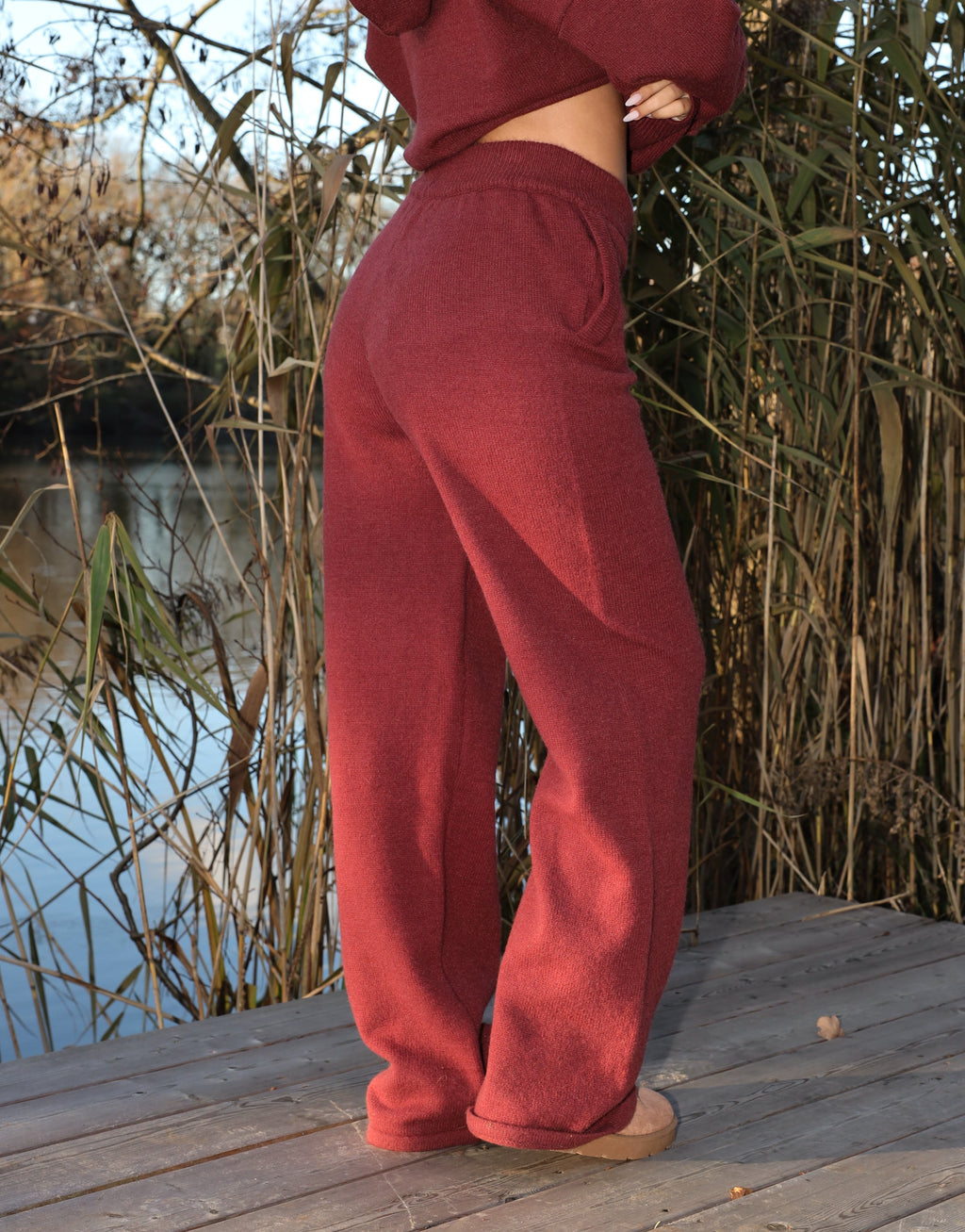 Sydney Simmi Studios Knitted Trousers In Burgundy