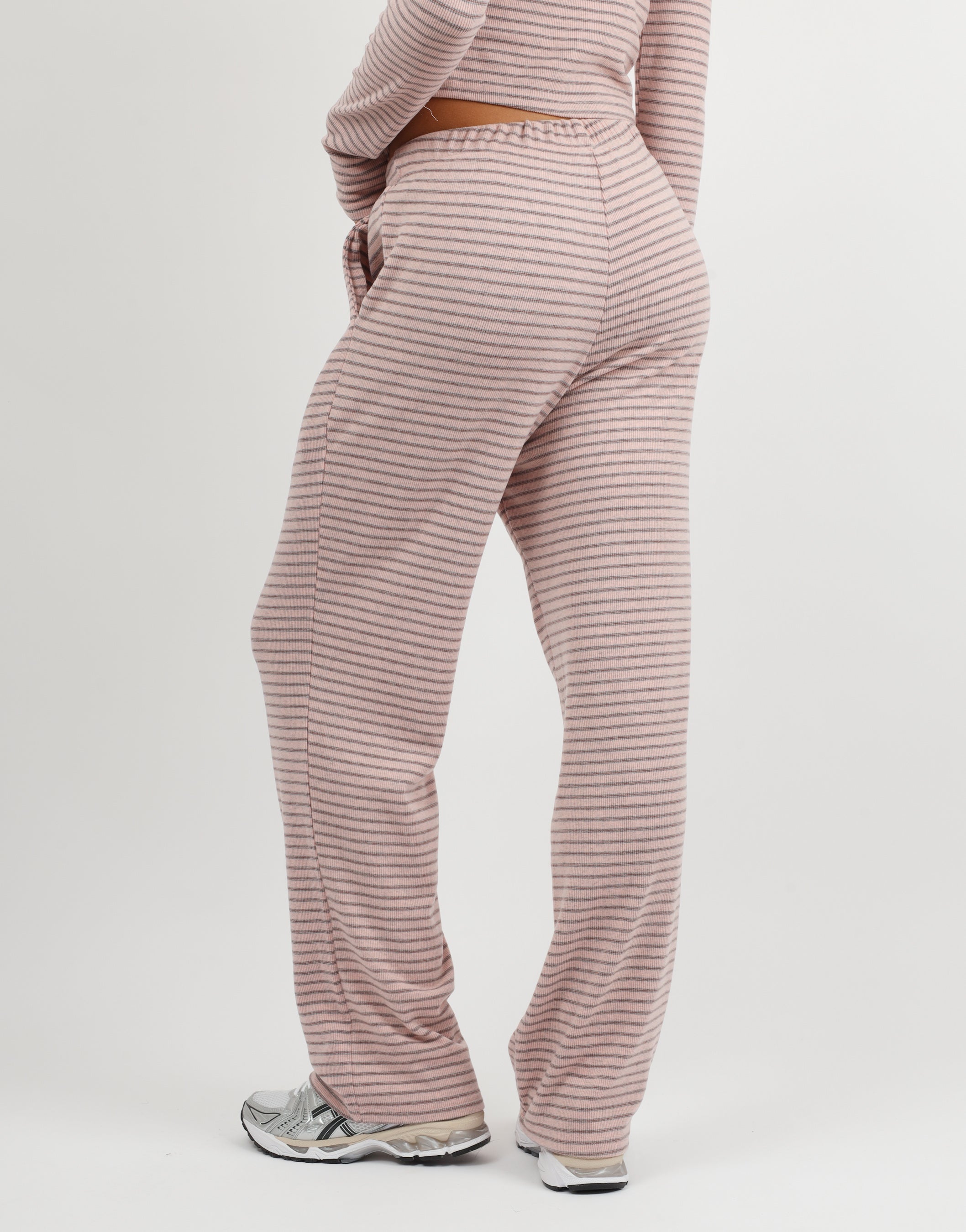 Mila Simmi Studios Soft Stripe Fine Ribbed Trouser In Pink