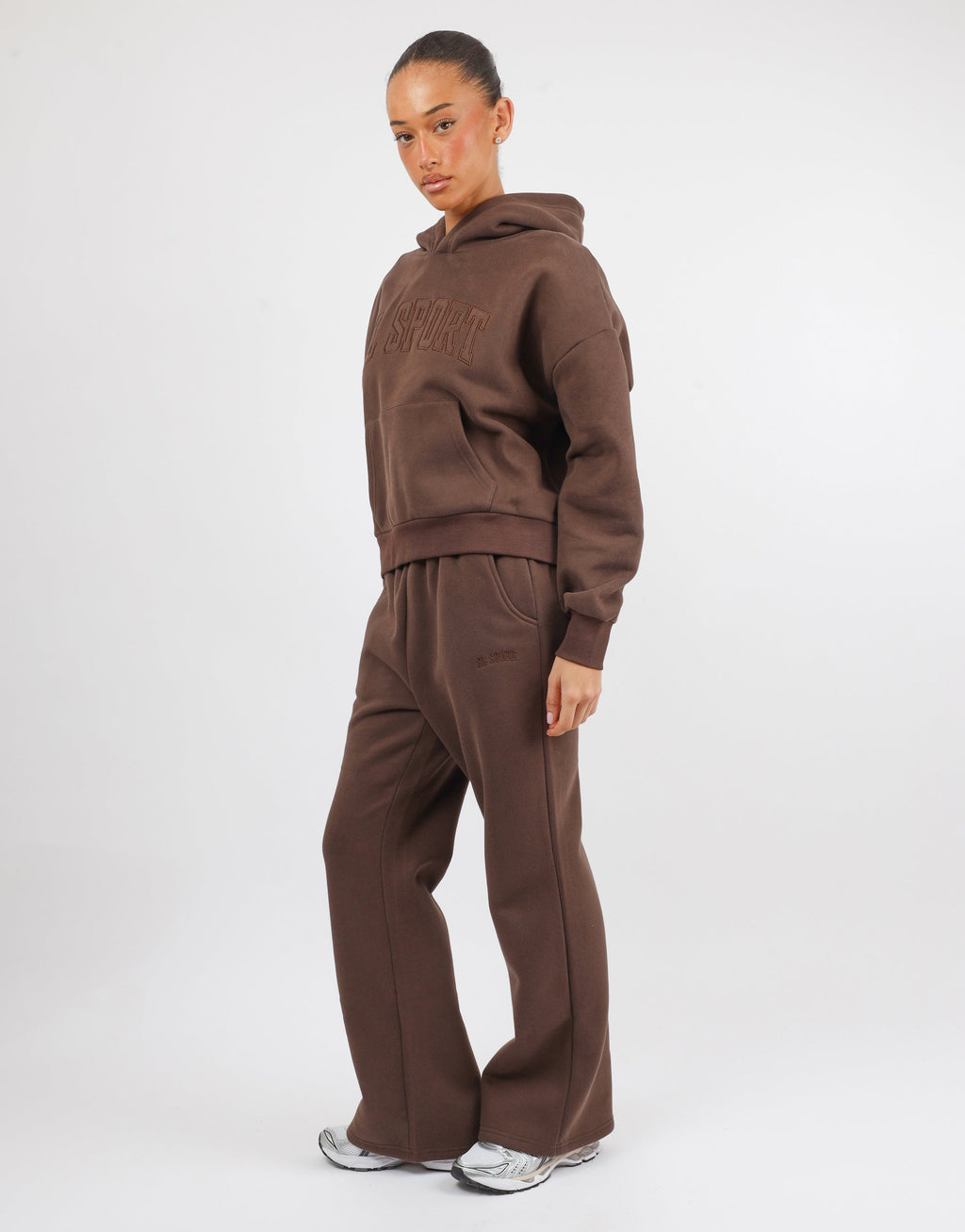 Mia Simmi Studios SL Sport Flared Joggers in Brown