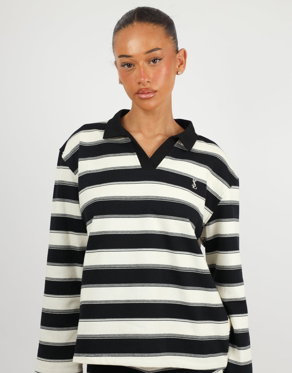Madrid Simmi Studios Stripe Rugby Top In Black