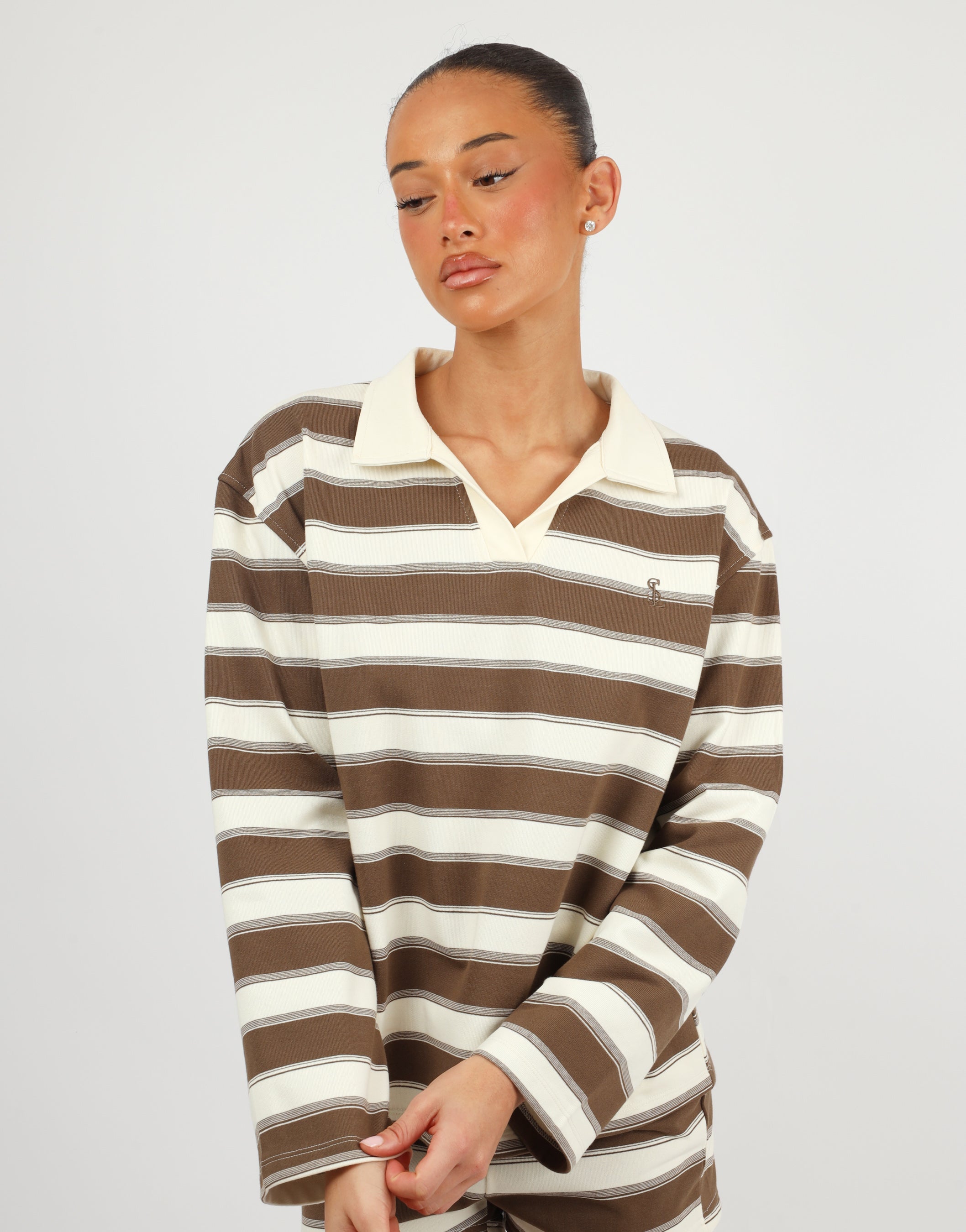 Madrid Simmi Studios Stripe Rugby Top In Brown