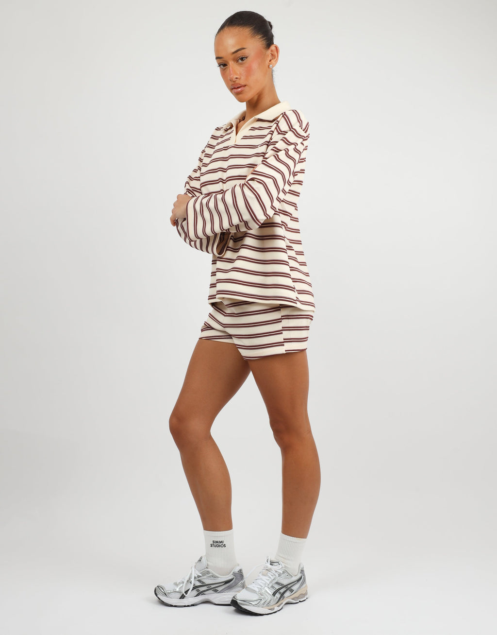 Melissa Simmi Studios Small Stripe Shorts In Burgundy