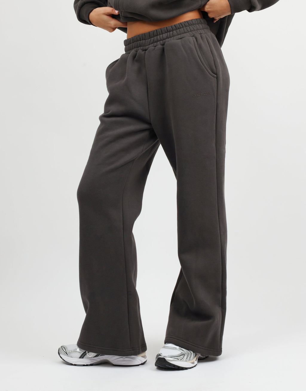 Maddie Simmi Studios Essentials Flared Joggers in Dark Grey