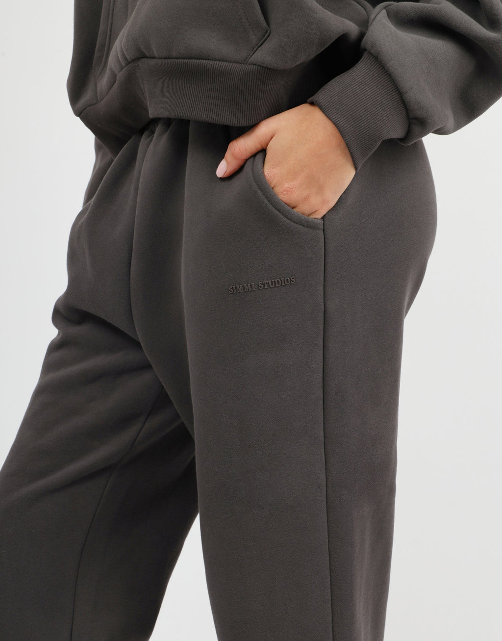 Maddie Simmi Studios Essentials Flared Joggers in Dark Grey