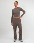 Tilly Super Soft Stripe Trouser In Brown