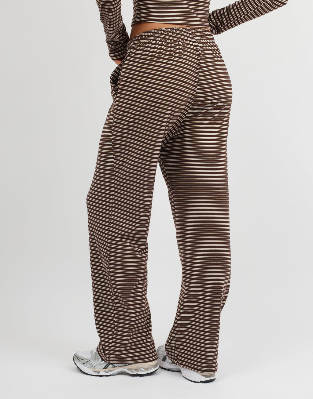 Tilly Super Soft Stripe Trouser In Brown