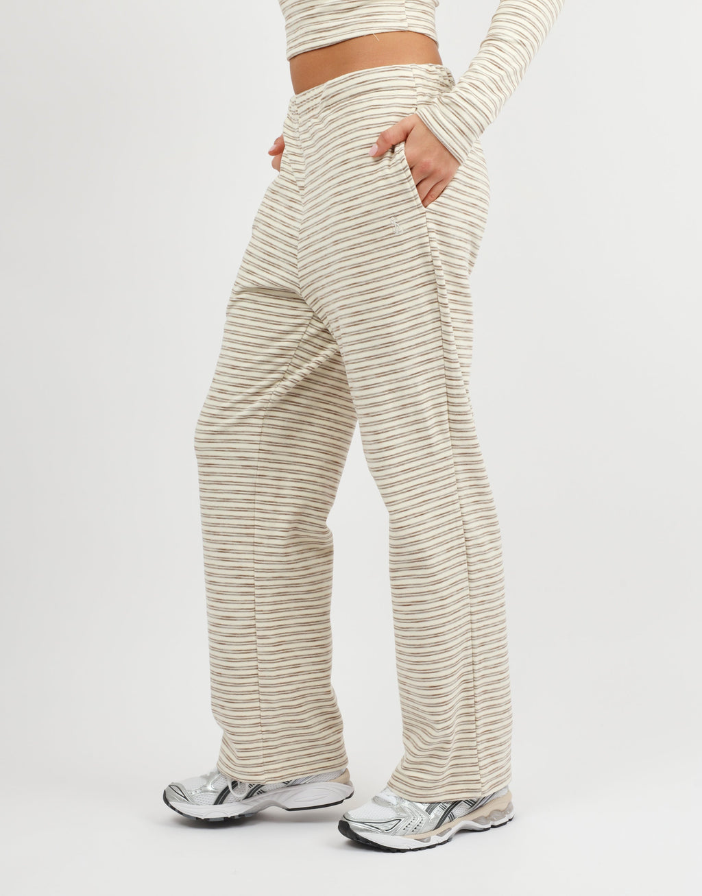 Tilly Super Soft Stripe Trouser In Cream