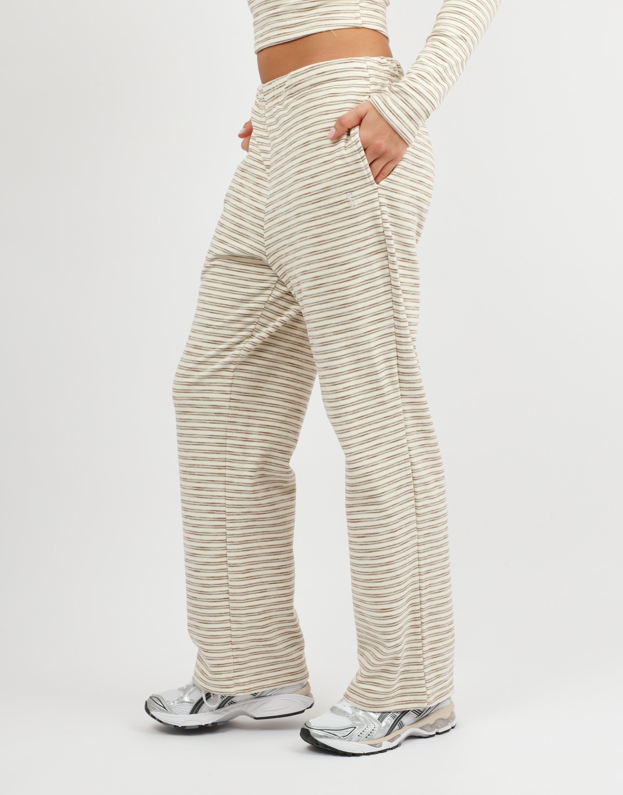 Tilly Super Soft Stripe Trouser In Cream