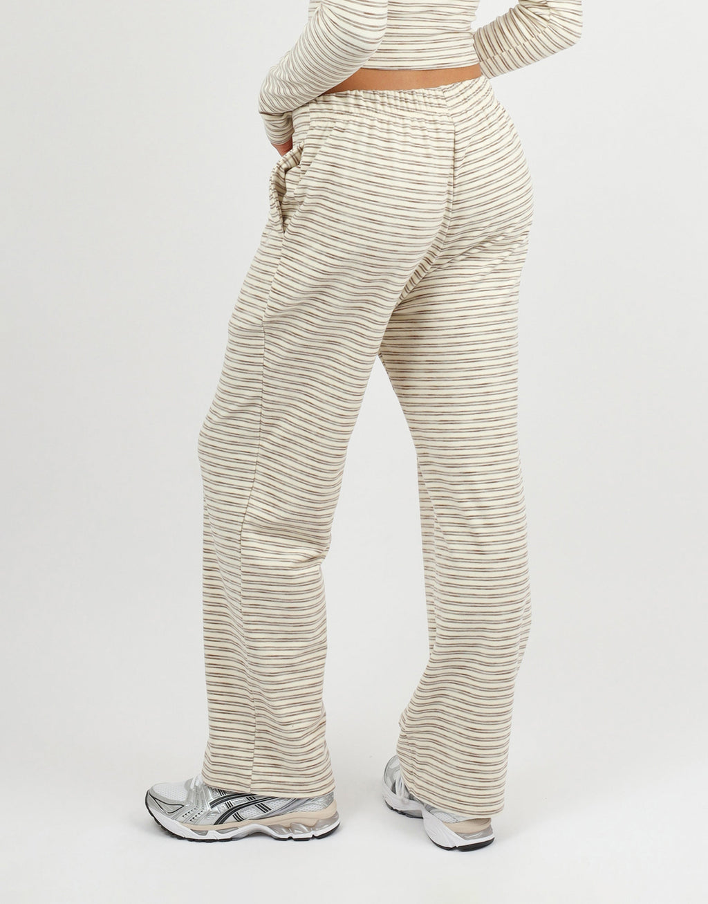 Tilly Super Soft Stripe Trouser In Cream