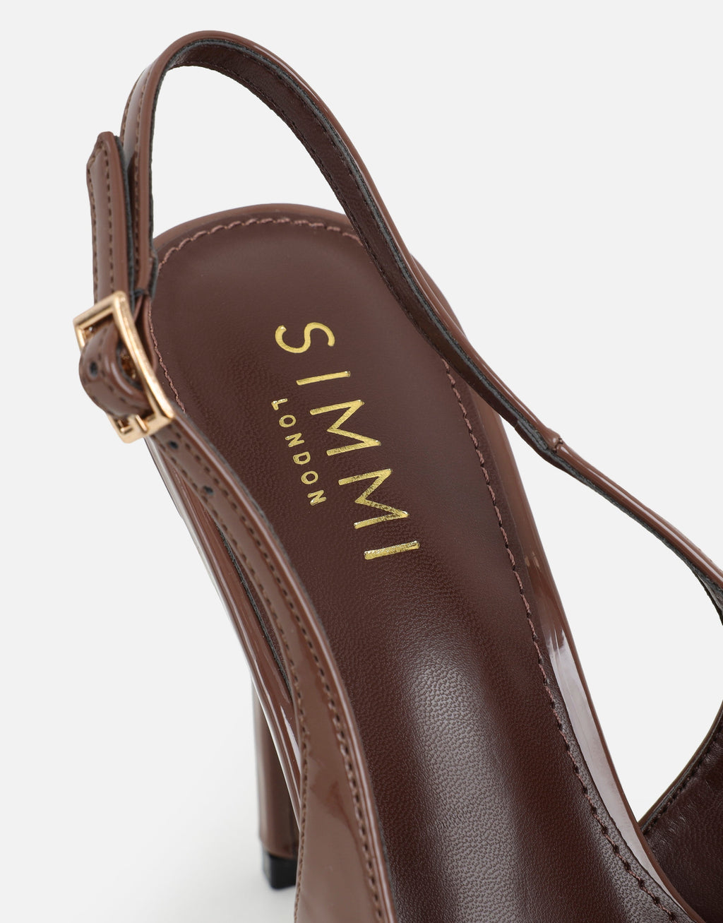 Sonya Mocha Patent Sling Back Court Shoes