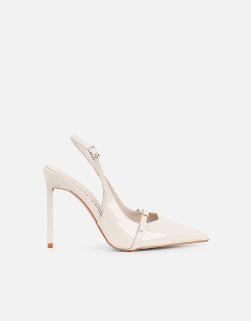 Sonya Stone Patent Sling Back Court Shoes