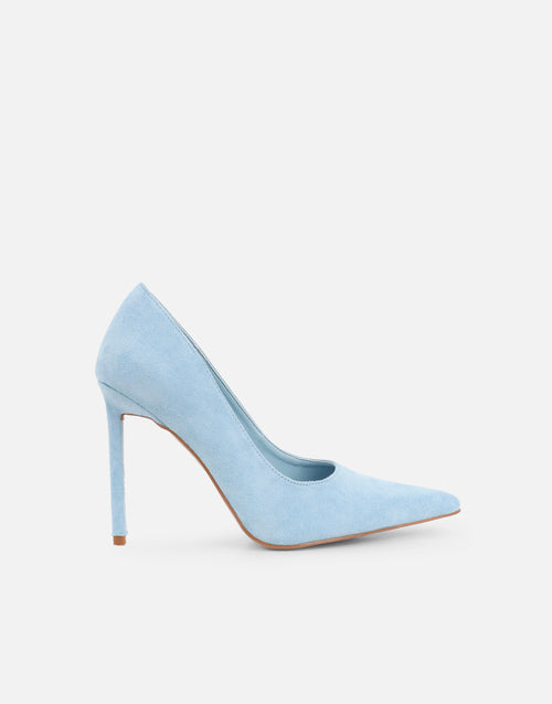 Sid Light Blue Suede Court Shoes