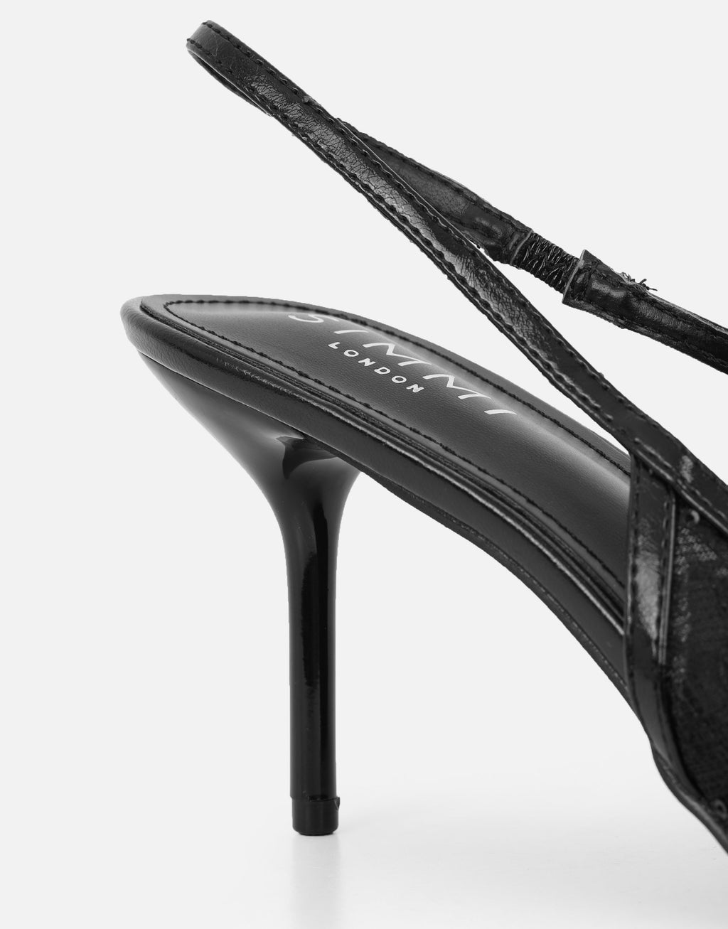 Saskia Black Mesh Bow Detail Slingback Courts