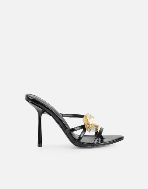 Tandy Black Flower Detail Mules