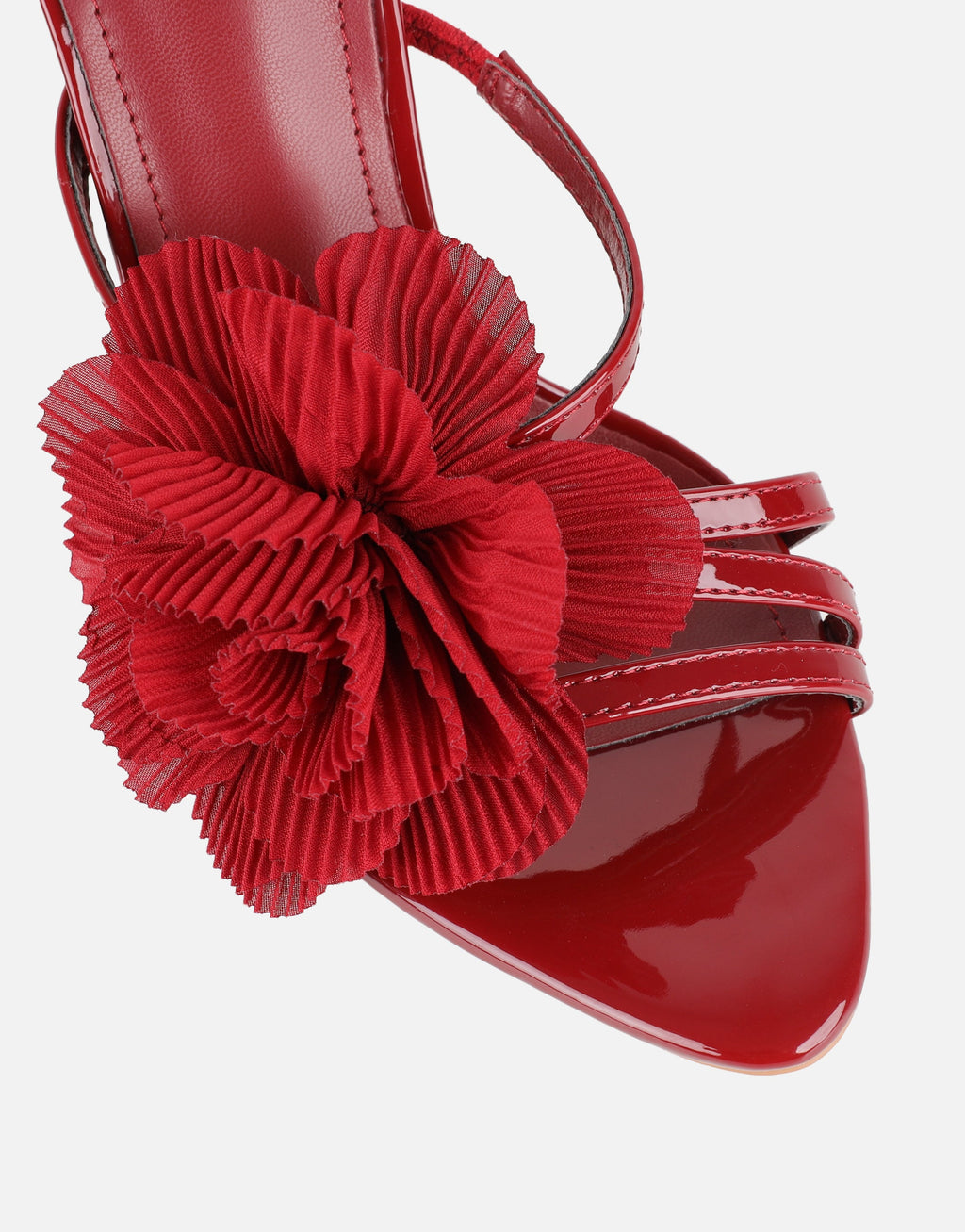 Tina Red Patent Flower Detail Heeled Sandals