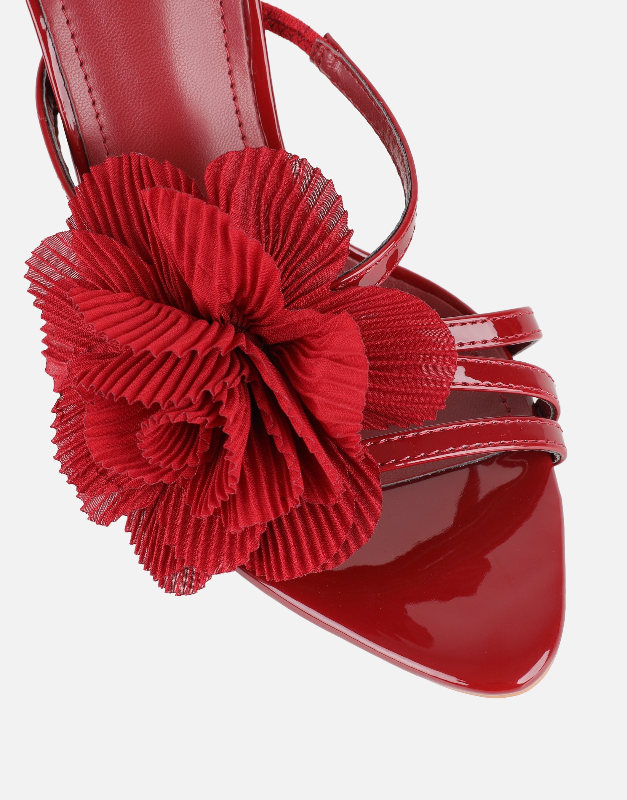 Tina Red Patent Flower Detail Heeled Sandals