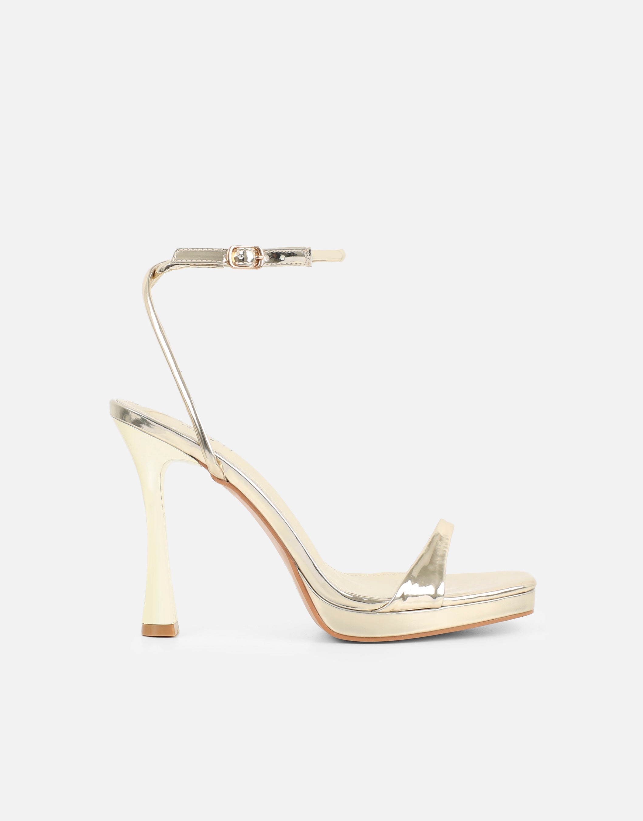 Toff Gold Mirror Mini Platform Heeled Sandals