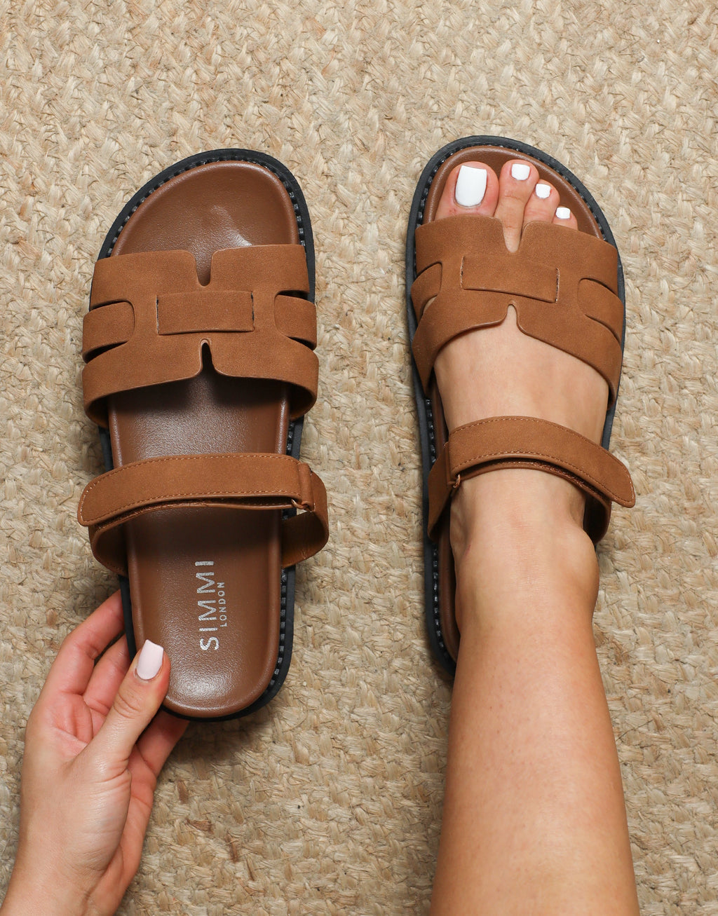 Adelle Tan Nubuck Chunky Footbed Slides