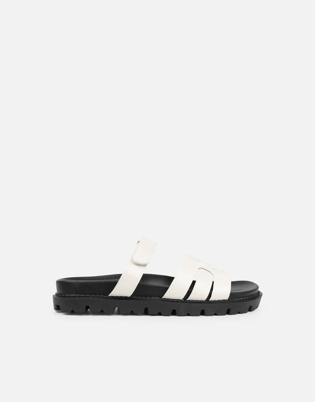 Adelle White Box Chunky Footbed Slides