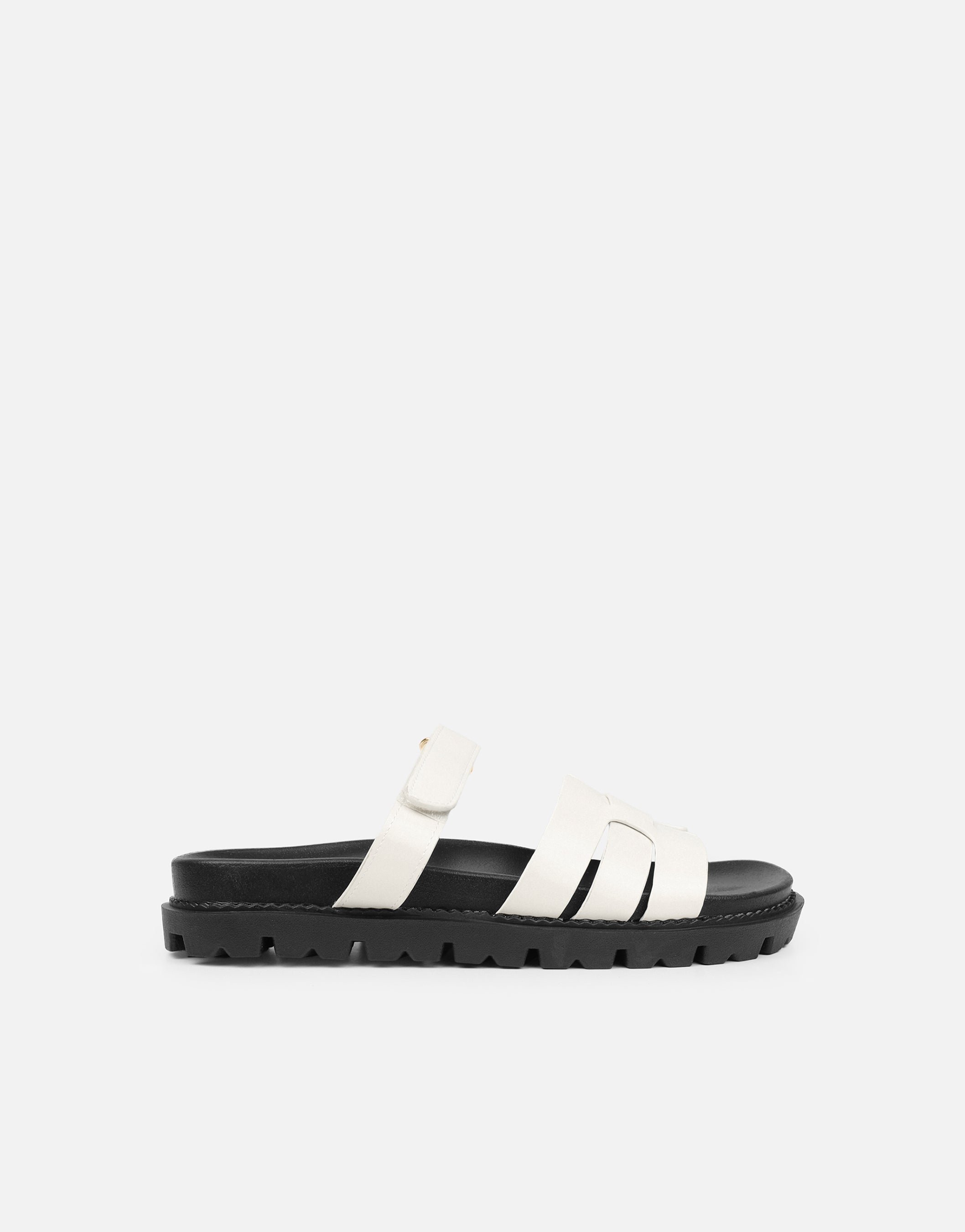 Adelle White Box Chunky Footbed Slides