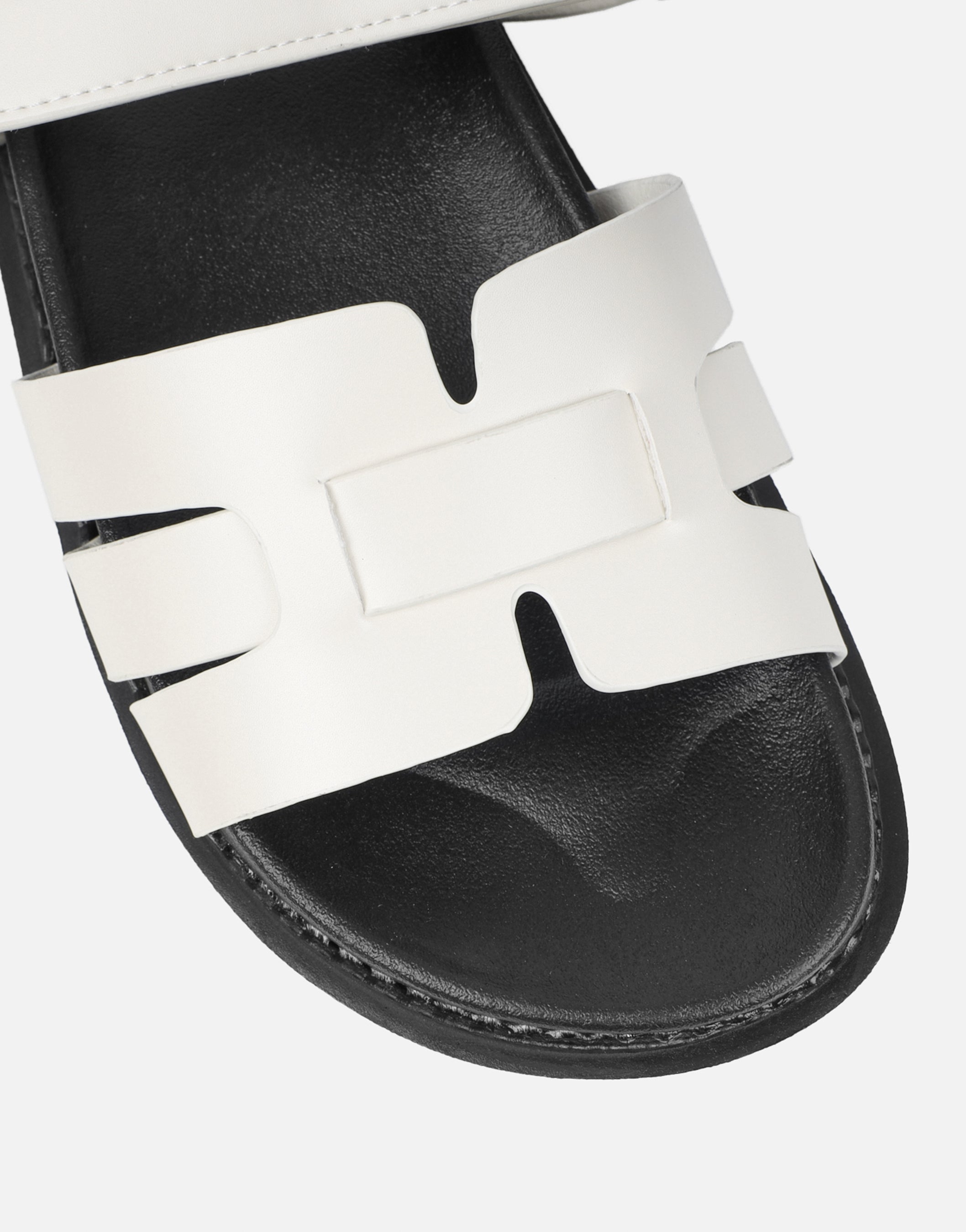Adelle White Box Chunky Footbed Slides