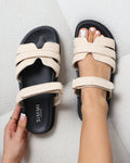 Veil Beige Raffia Chunky Sliders