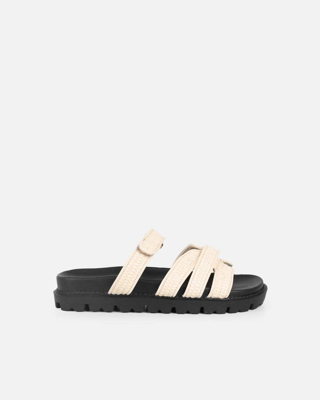 Veil Beige Raffia Chunky Sliders