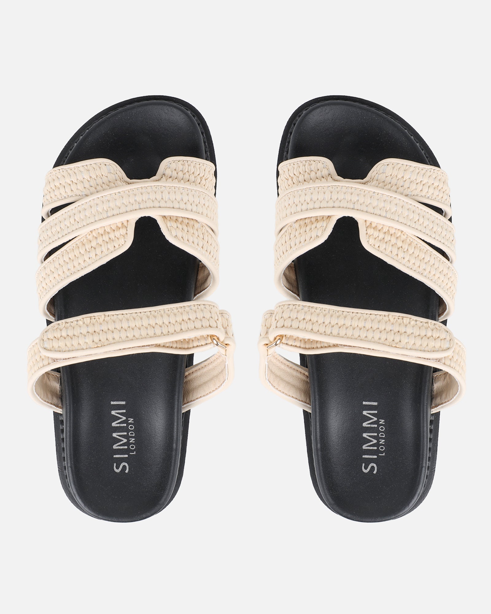 Veil Beige Raffia Chunky Sliders