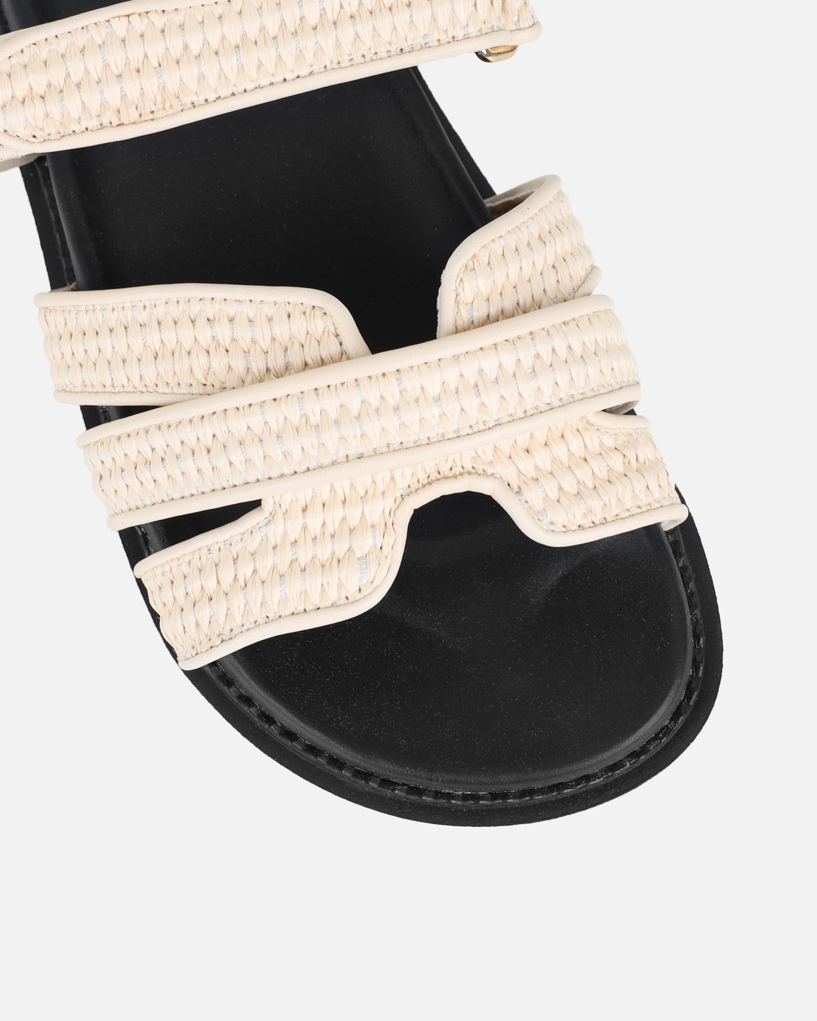 Veil Beige Raffia Chunky Sliders