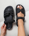Veil Black Raffia Chunky Sliders