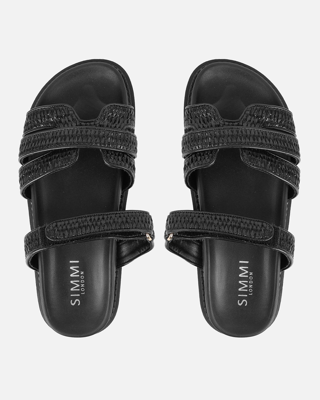 Veil Black Raffia Chunky Sliders